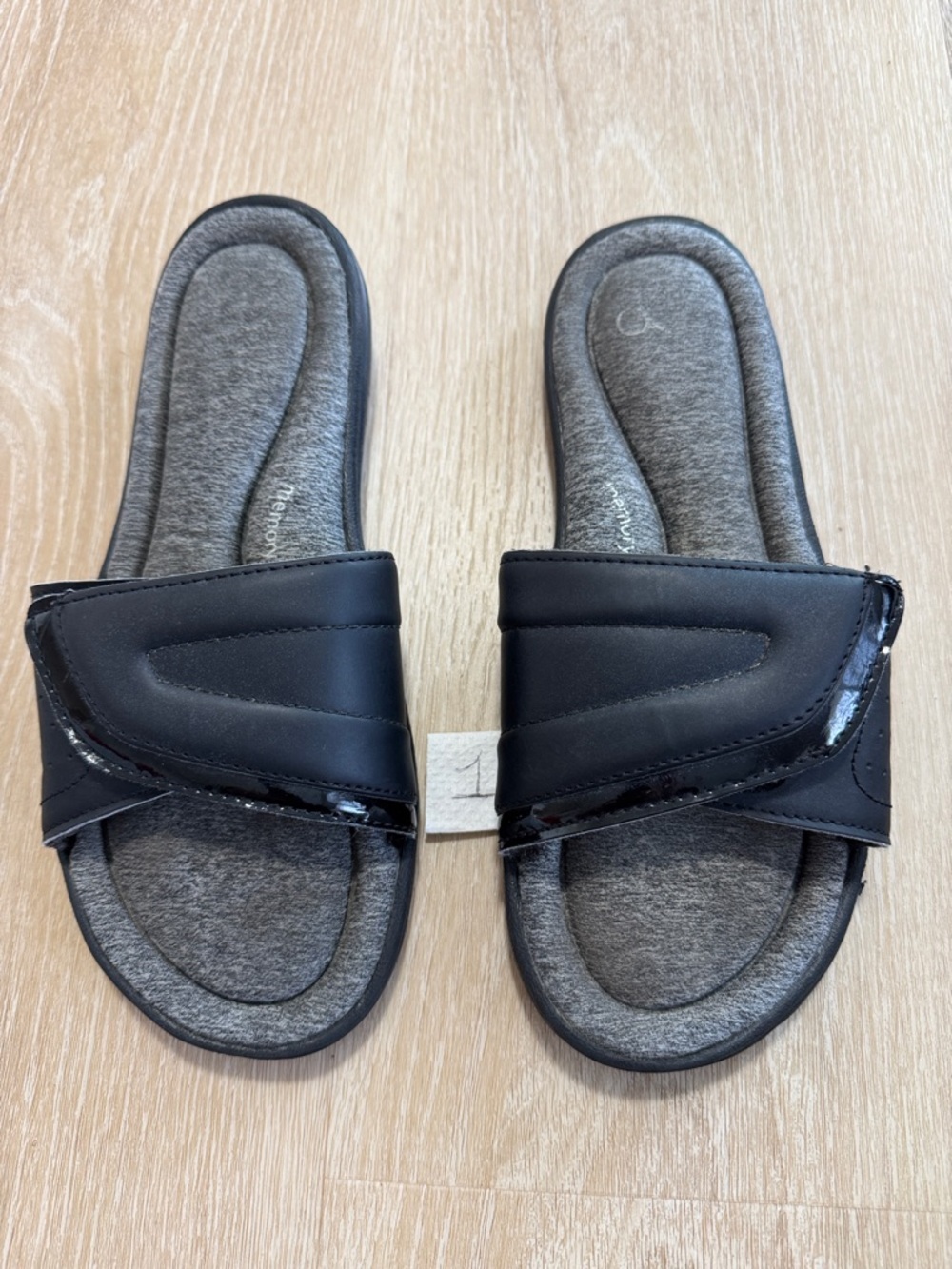 Tommy Hilfiger Black Slides with Gray Padded Footbed